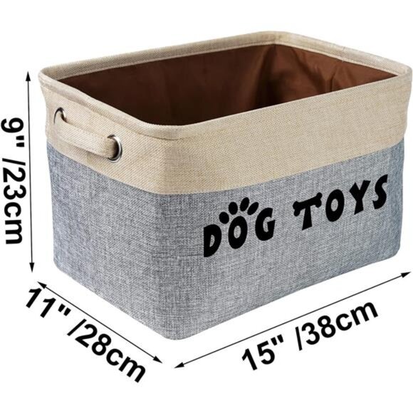 Non-Customized Dog Toy Storage Basket, Gray, 15"L x 11"W x 9"H - Picture 6 of 7
